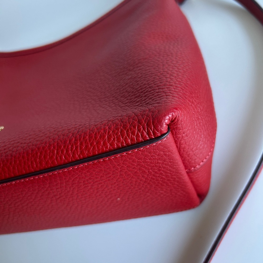 Coach Laurel Red Pebbled Leather Shoulder Bag CR148 Excellent - Picture 6 of 11